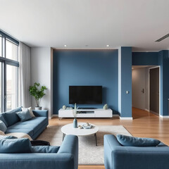 modern luxury apartment interior blue color