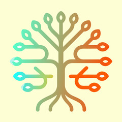 Digital Tree with Circuit Branches and Roots – Futuristic Nature and Technology Fusion Illustration