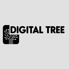 Digital Tree with Circuit Branches and Roots – Futuristic Nature and Technology Fusion Illustration