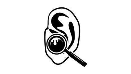 Earwax build-up, black isolated silhouette