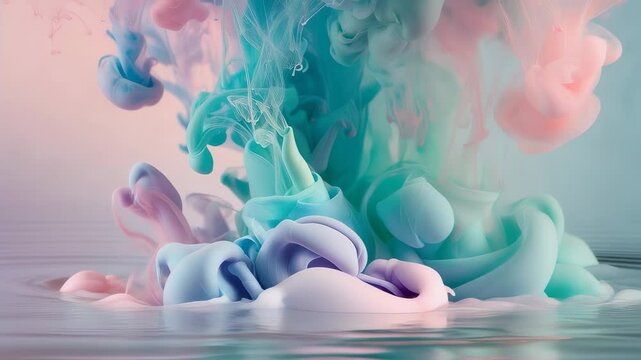 Colorful paint falling in water. Liquid background header