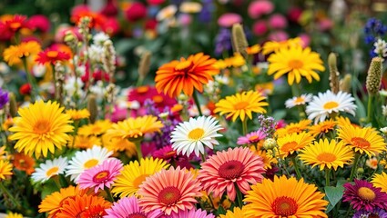 A Stunning Seasonal Flower Garden Display, Perfect for Spring or Summer.