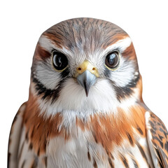 Majestic american kestrel portrait on a solid dark background, showcasing raptor beauty