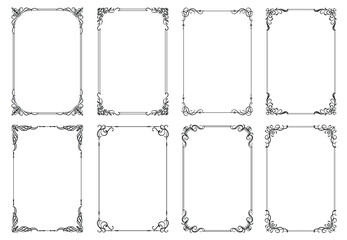 Decorative elegant with thin lines frames and borders. Set of vintage frames. Vector floral ornament..eps