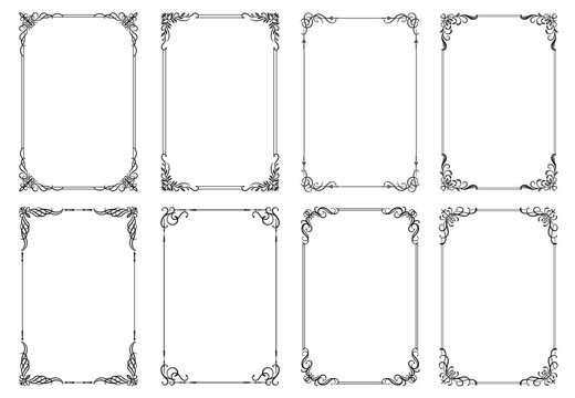 Decorative elegant with thin lines frames and borders. Set of vintage frames. Vector floral ornament..eps