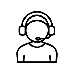 Minimalist icon of customer service representative with headset