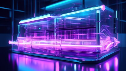 The technology matrix under neon light and shadow