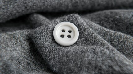 A white button on a gray shirt.