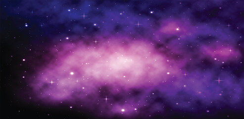 Space galaxy background with shining stars and nebula, Vector cosmos with colorful milky way, Galaxy at starry night, Vector illustration