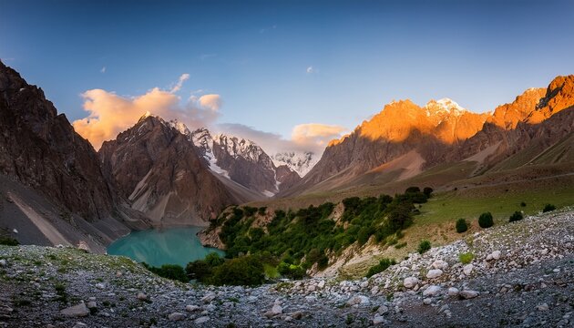 Sunrise in Fann mountains Tajikistan