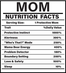 Funny Mom Nutrition Facts Graphic Design