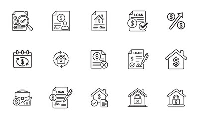 Fototapeta premium Loan Application and Approval Process Icons