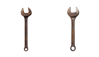 Vintage rusty wrenches showing wear and character over many years of use