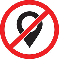 No GPS icon. Map pointer ban icon. Award is prohibited.