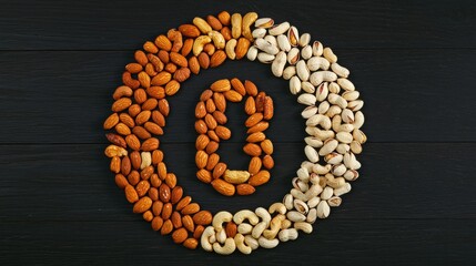 Obraz premium A collection of nuts arranged in a circle.