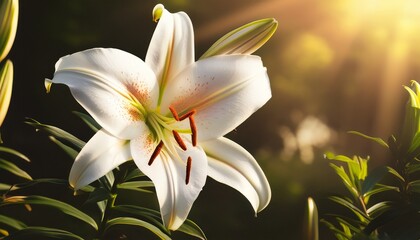 Obraz premium White Stargazer Lily in the Sunlight