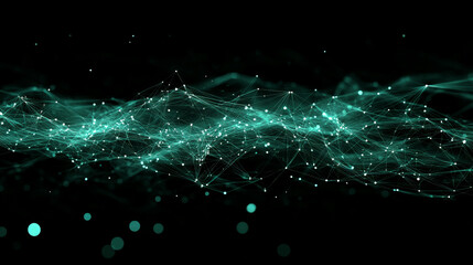 An abstract digital artwork symbolizing AI-driven insights through thin, flowing lines that converge into radiant focal points. Generative AI