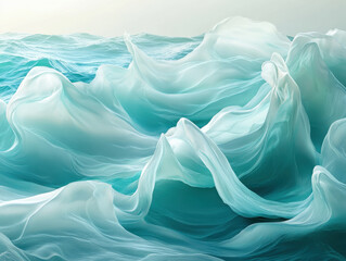 serene and captivating depiction of flowing water, showcasing soft, translucent waves in shades of turquoise and aqua. gentle movement evokes sense of calm and tranquility