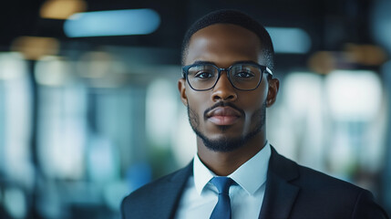 Fototapeta premium Confident financial advisor in professional attire, representing trust and expertise in wealth management