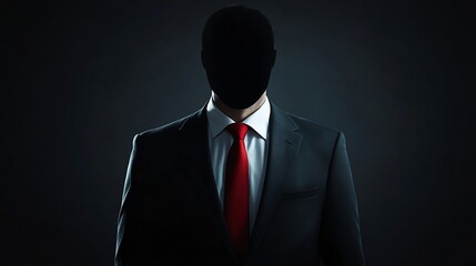 a suitwearing character with halflit face emerging from darkness, suspenseful presence, hyperrealism, isolated on white background