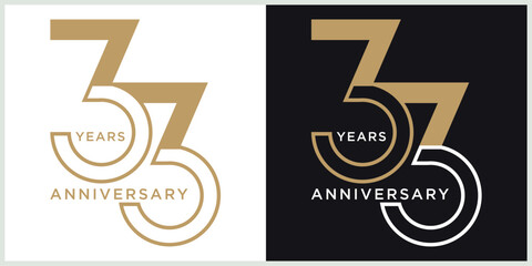 anniversary 33th logotype vector with brown and white color for special celebration day
