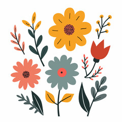 Seamless floral pattern, Tulip flowers vector illustration, Set Tulip flowers 