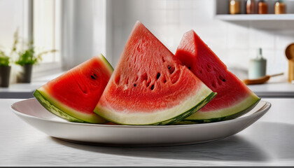 Slices of watermelon on a plate. National Watermelon Day