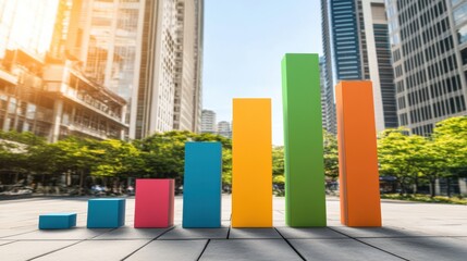 Colorful Bar Graph Representation in Urban Setting with Skyscrapers