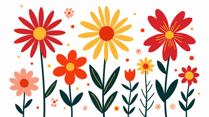 Spring flowers background, Set of flowers, Abstract floral background