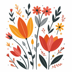 Set of flowers, flowers on white background