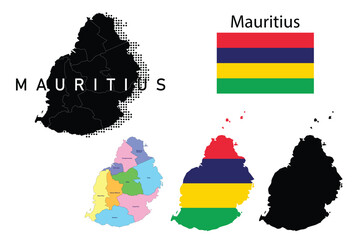 Mauritius flag and map illustration vector.