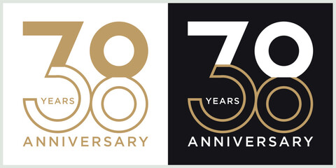 anniversary 38th logotype vector with brown and white color for special celebration day