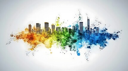 Obraz premium Colorful abstract cityscape panorama.