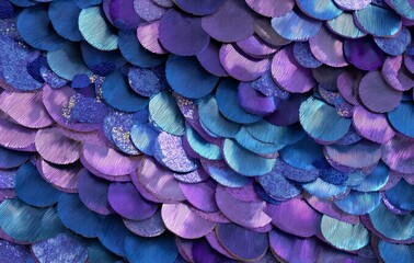 Naklejka premium Overlapping Metallic Circles Texture in Shades of Blue and Purple