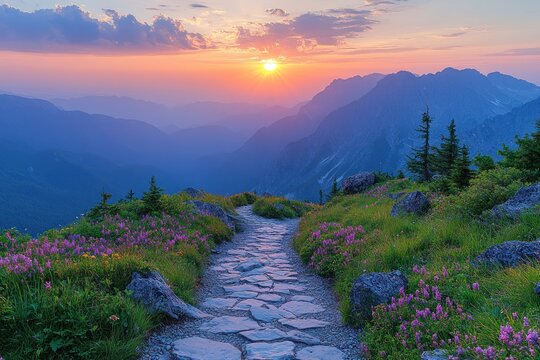 Mountain path at sunset (2)