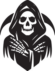Silhouette of a grim reaper black and white