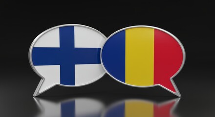 Obraz premium Finland and Romania collaboration showcased through overlapping speech bubbles