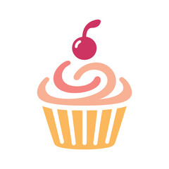 Cupcake Icon, muffin logo. Vector colored illustration, Can be used as icon, sign or symbol