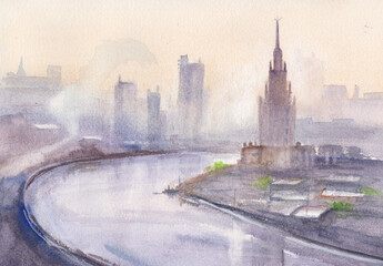 high-rise buildings and skyscrapers near the Moscow River