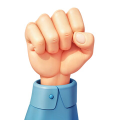 cartoon fist hand raised up in protest on transparent background