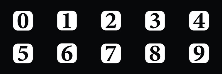 Numbers icon set from 0 to 9