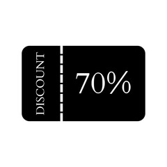 Discount coupon icon set. Black signs of ticket with percent sign. Discount 70% sign vector