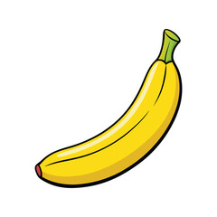 Banana Vector Illustration – Fresh Yellow Banana in Flat Style, Ideal for Healthy Food Design, Grocery Icons, and Nutrition Branding