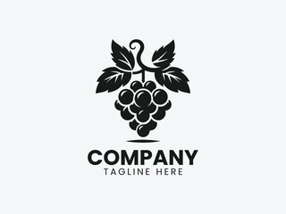 Grape Fruit Vector Logo Design, Delicious Grape Bunch Logo