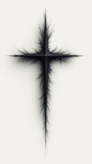 Fototapeta premium Cross with electric lines coming out from it against a faded background.