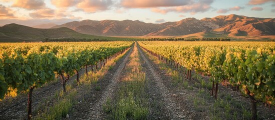 Obraz premium Vineyard Landscape at Sunset