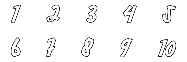 Number icon. place numbers doodle hand drawn icon set. Outline drawing number 1, 2, 3, 4, 5, 6, 7, 8, 9 line clipart symbol.