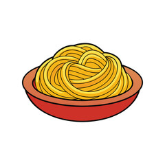 Spaghetti Vector Illustration – Classic Italian Pasta with Tomato Sauce, Basil, and Cheese for Menu Design, Food Packaging, and Restaurant Branding
