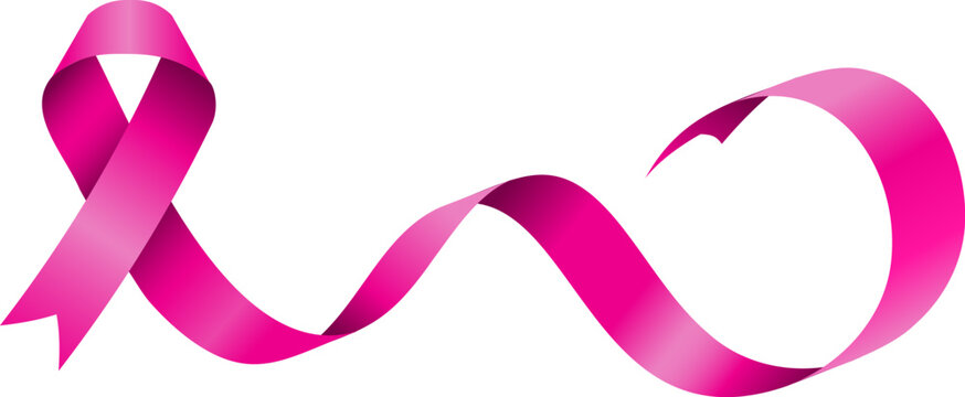 pink ribbon with long tail with round lines for health care, awareness, cancer, risk, cure and posters, events, banners, backgrounds template