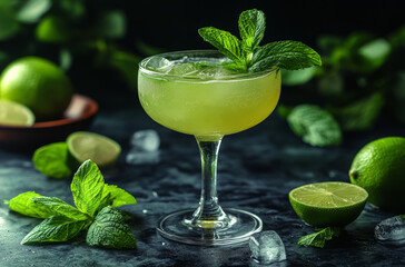 Refreshing drink with mint and lime makes you feel delightful